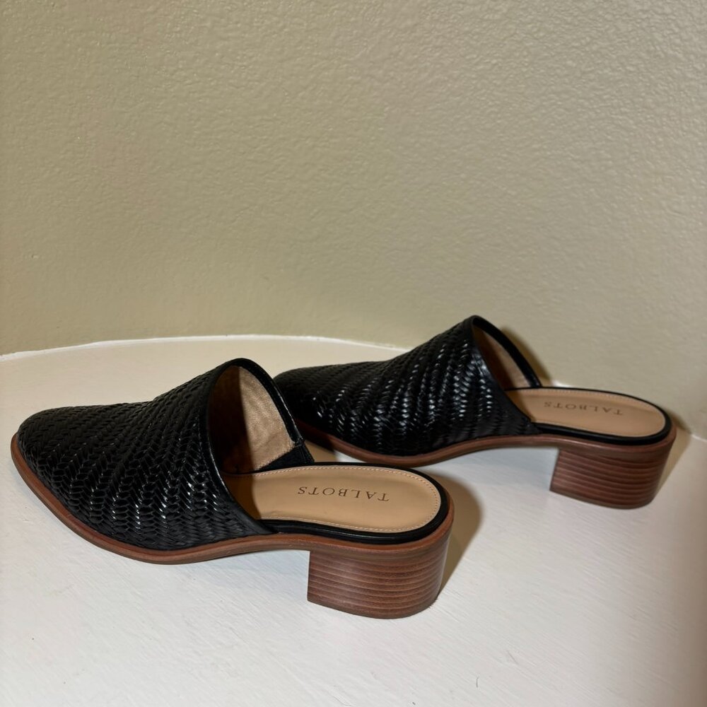 💜Talbots Woven Black Genuine Leather Slip-On Shoes Size 9.5 - Picture 6 of 9